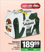 Savanna Premium Cider Dry Handies-12 x 330ml Per Pack