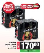 Carling Black Label Cans-For 2 x 6 x 500ml