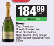 Krone Cap Classique Borealis Cuvee Brut,Rose Cuvee Brut,Night Nectar Demi Sec-750ml Each