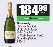 Simonsig Kaapse Vonkel Brut,Brut Rose,Satin Nectar Or Satin Nectar Rose Sparkling Wine-750ml