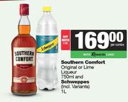 Southern Comfort Original Or Lime Liqueur 750ml & Schweppes 1L-Both For