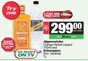 Jagermeister Orange Herbal Liqueur 750ml & Schweppes 1L-Both For