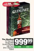 The Glenlivet 15 Year Old Single Malt Scotch Whisky Gift Pack (Incl.Glasses)-750ml Per Pack