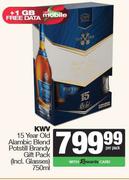 KWV 15 Year Old Alambic Blend Potstill Brandy Gift Pack (Incl.Glasses)-750ml Per Pack