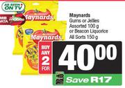 Maynards Gums Or Jellies Assorted 100g Or Beacon Liqurice All Sorts 150g-For 2