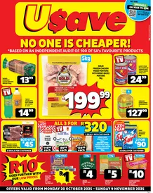 Usave Gauteng, Mpumalanga, Limpopo & North West : No One Is Cheaper (20 October - 09 November 2025)