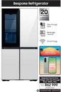 Samsung 704L Bespoke French Door Fridge With See Through Door White RF71DB975012FA