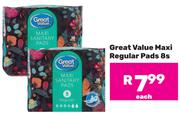 Great Value Maxi Regular Pads-8s Each