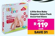 Little One Baby Nappies Value Pack Assorted Sizes-Each