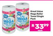 Great Value Mega Roller Towel Single Pack-Each
