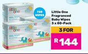 Little One Fragranced Baby Wipes 3 x 80 Pack