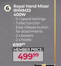 Russell Hobbs Royal Hand Mixer 400W RHHM33