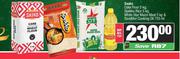 Sasko Cake Flour 5Kg,Spekko Rice 5Kg,White Star Maize Meal 5Kg & SaveMor Cooking Oil 750ml-All For
