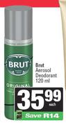 Brut Aerosol Deodorant-120ml Each