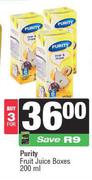 Purity Fruit Juice Boxes-For 3 x 200ml