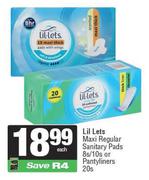 Lil Lets Maxi Regular Sanitary Pads 8s/10s Or Pantyliners 20s-Each