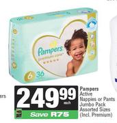 Pampers Active Nappies Or Pants Jumbo Pack Assorted Sizes-Each