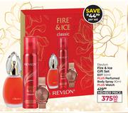 Revlon Fire & Ice Gift Set EDT 50ml + Perfumed Body Spray 90ml + Watch-Per Set