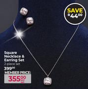 Square Necklace & Earring Set-2 Piece Set