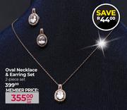 Oval Necklace & Earring Set (2 Piece Set)-Per Set
