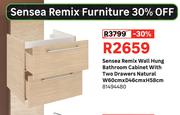 Sensea Remix Wall Hung Bathroom Cabinet With Two Drawers Natural W60cm x D46cm x H58cm 81494480