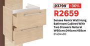 Sensea Remix Wall Hung Bathroom Cabinet With Two Drawers Natural W60cm x D46cm x H58cm 81494480