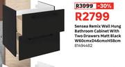 Sensea Remix Wall Hung Bathroom Cabinet With Two Drawers Matt Black W60cm x D46cm x H58cm 81494482