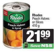 Rhodes Peach Halves Or Slices-410g Each