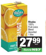 Rhodes 100% Fruit Juice Blend Assorted-1L Each