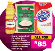 Econo Medium Grain Parboiled Rice 2Kg+Econo Blended Cooking Oil 750ml-For All