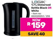 Logik 1.7L Immersed Kettle Black Or White