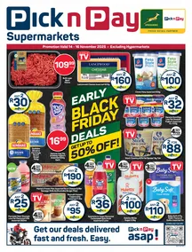 Pick n Pay Gauteng, Free State, North West, Mpumalanga, Limpopo & Northern Cape : Early Black Friday Specials (14 November - 16 November 2025)