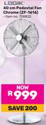 Logik 40cm Pedestal Fan Chrome ZF-1616