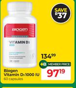 Biogen Vitamin D3 1000 IU 60 Capsules