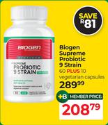 Biogen Supreme Probiotic 9 Strain Plus Vegetarian Capsules