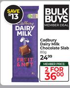 Cadbury Dairy Milk Chocolate Slab-For 2 x 80g