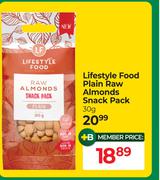 Lifestyle Food Plain Almonds Snack Pack-30g