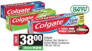 Colgate Original, Gel, Herbal Or Herbal White Toothpaste-For 2 x 100ml/150ml