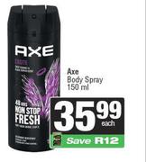 Axe Body Spray-150ml Each