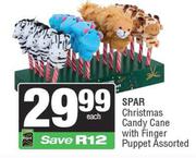 Spar Christmas Candy Cane With Finger Puppet Assorted-Each