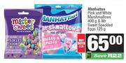 Manhattan Pink And White Marshmallows 400g & Mr Sweet Speckled Eggs 125g-For Both