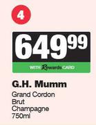 G.H.Mumm Grand Cordon Brut Champagne-750ml Each