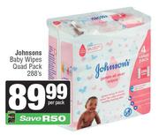 Johnsons Baby Wipes Quad Pack-288's Pack