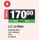 JC Le Roux Sparkling Wine Cans-For 2 x 6 x 250ml