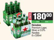Heineken Premium Lager, Silver Or 0.0% Handies-For 2 x 6 x 330ml