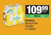 Savanna Alcohol Free Handies-6 x 330ml Per Pack