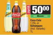 Coca Cola 1.25L Or Schweppes 1L-For 3