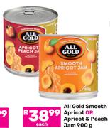 All Gold Smooth Apricot Or Apricot & Peach Jam-900gm Each