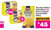 Any 2 Moir's Jelly 80gm Plus Moir's Custard Powder Refill 250gm-For Both