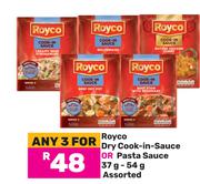 Royco Dry Cook-In-Sauce Or Pasta Sauce 37gm/54gm Assorted-For 3